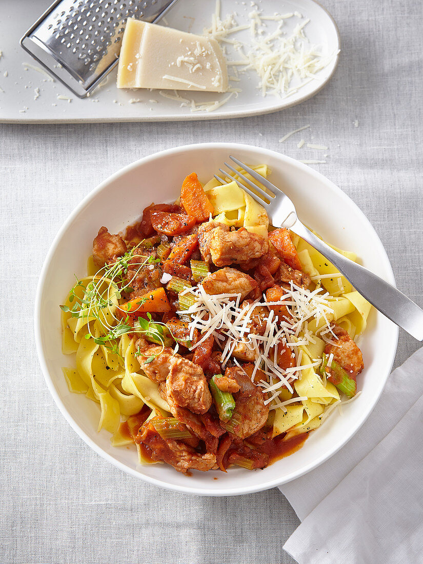 Pappardelle with rabbit ragout (stew)