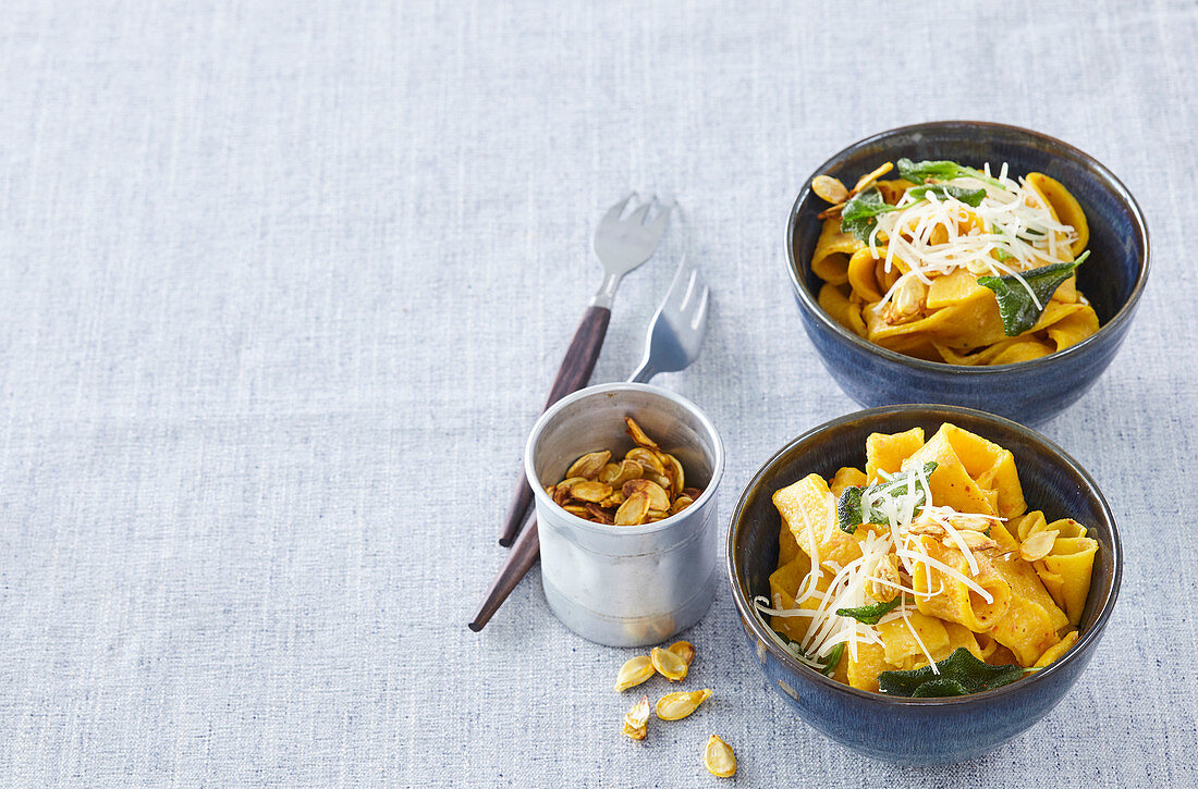 Pumpkin pasta with sage butter and parmesan