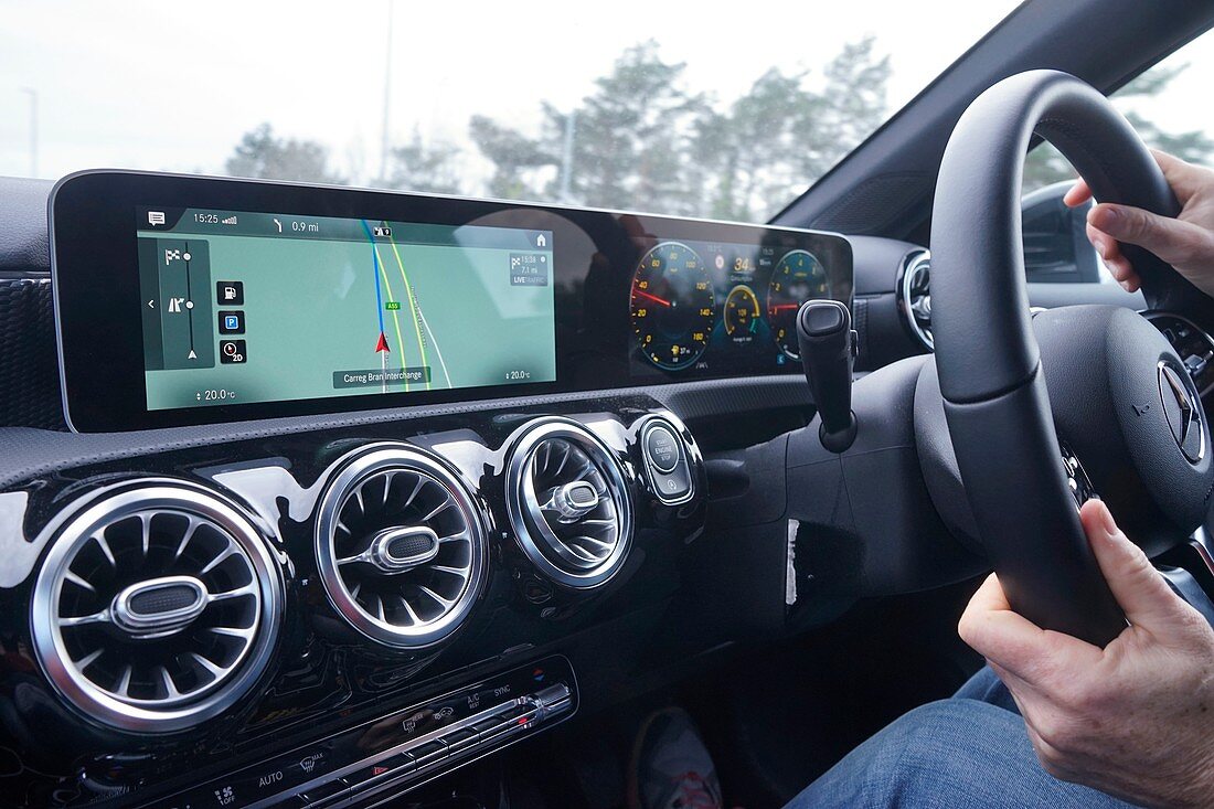 Car dashboard satellite navigation display