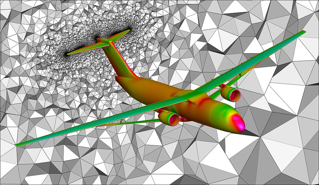 Simulation showing the aerodynamics of a concept aircraft