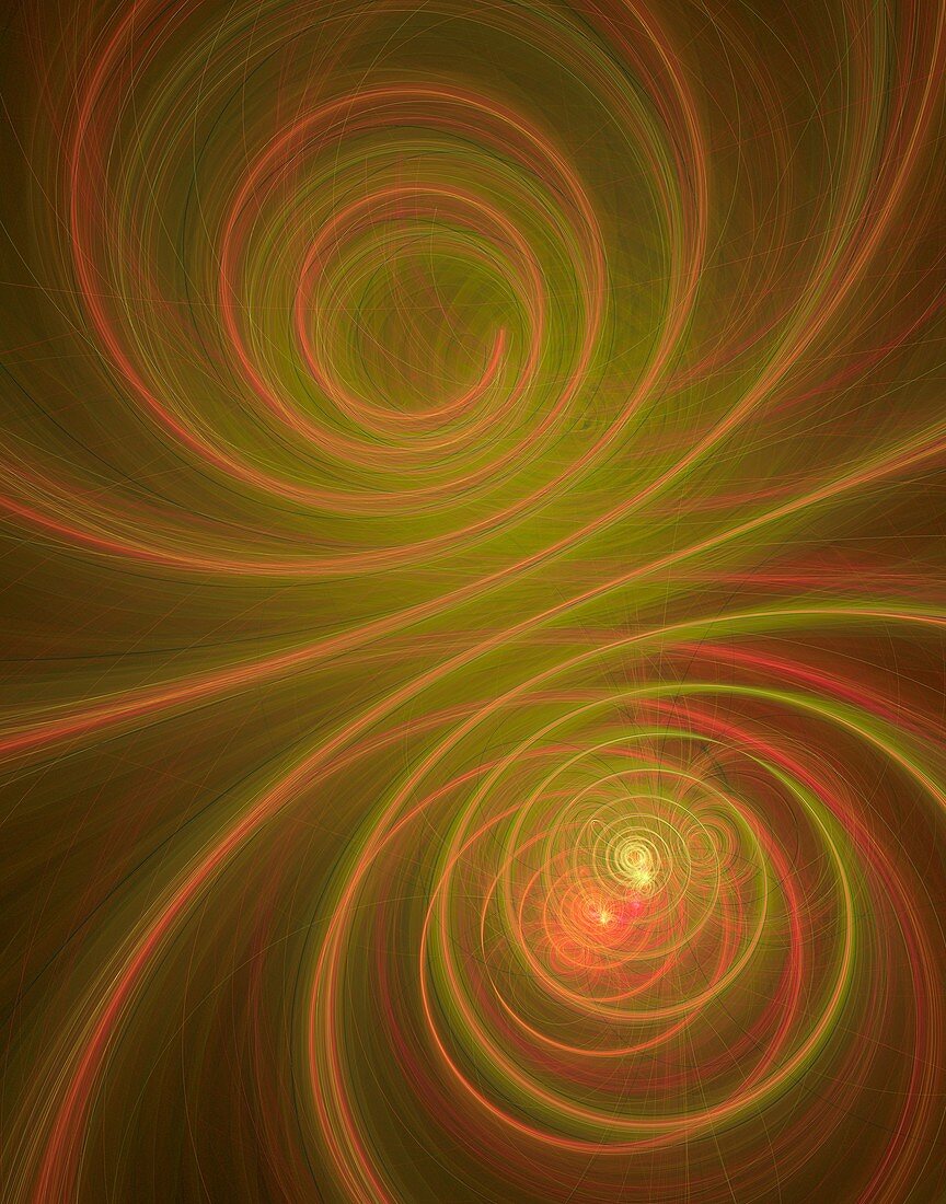 Orange swirls fractal illustration.