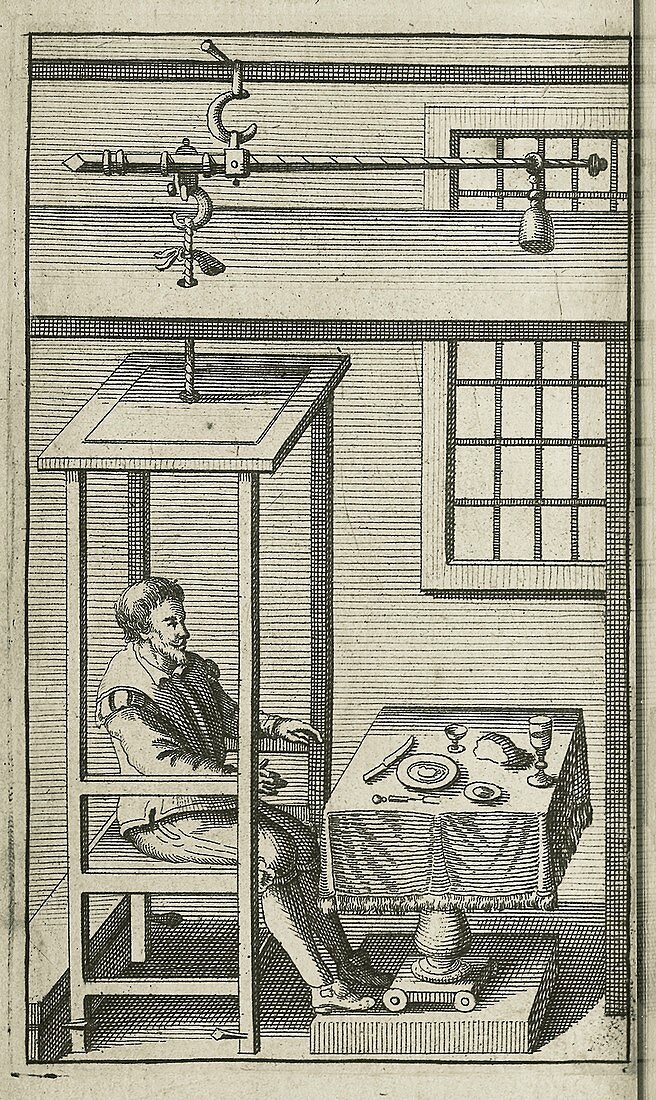 Weighing device, 18th century illustration