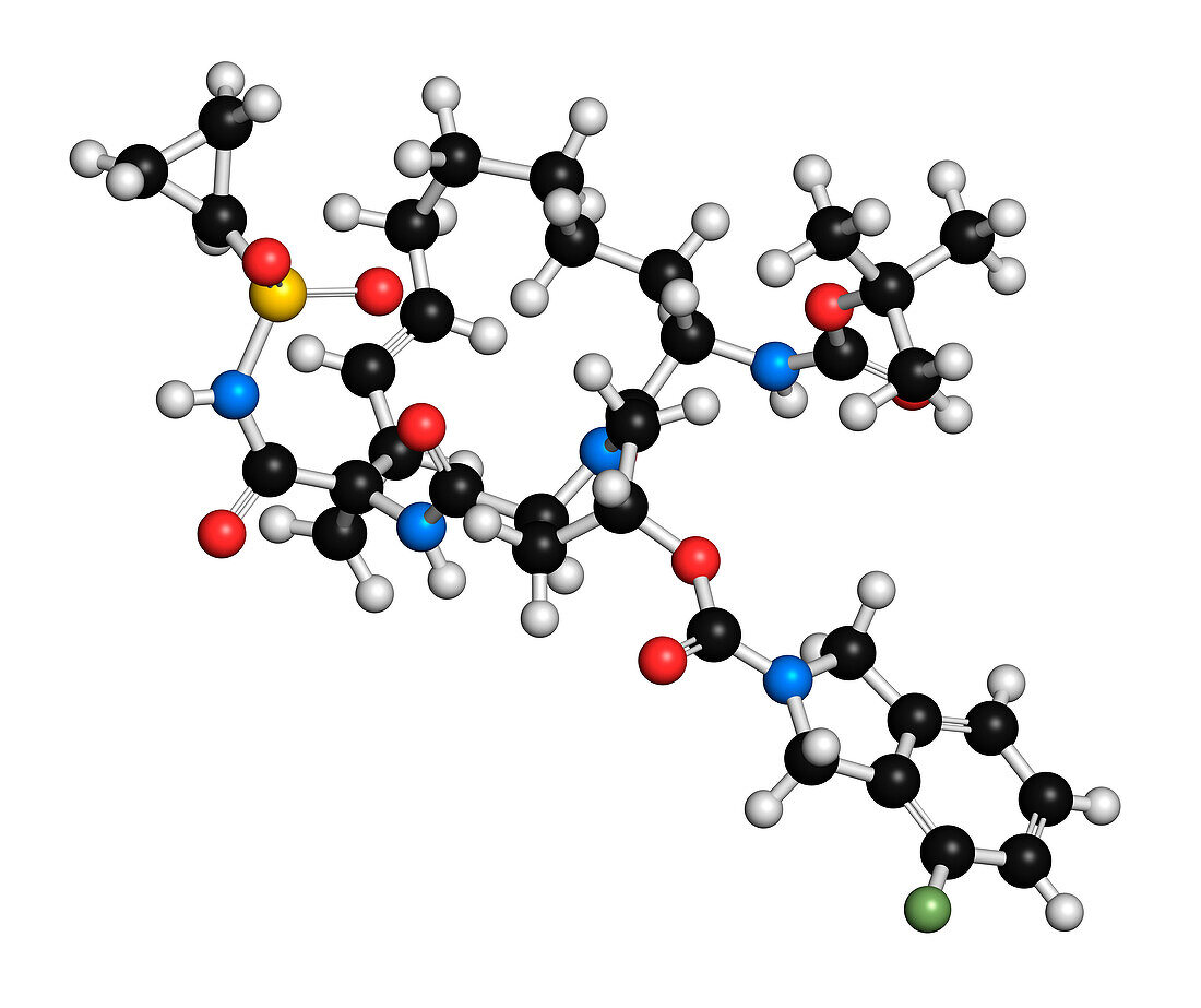 Danoprevir hepatitis C antiviral drug molecule, illustration