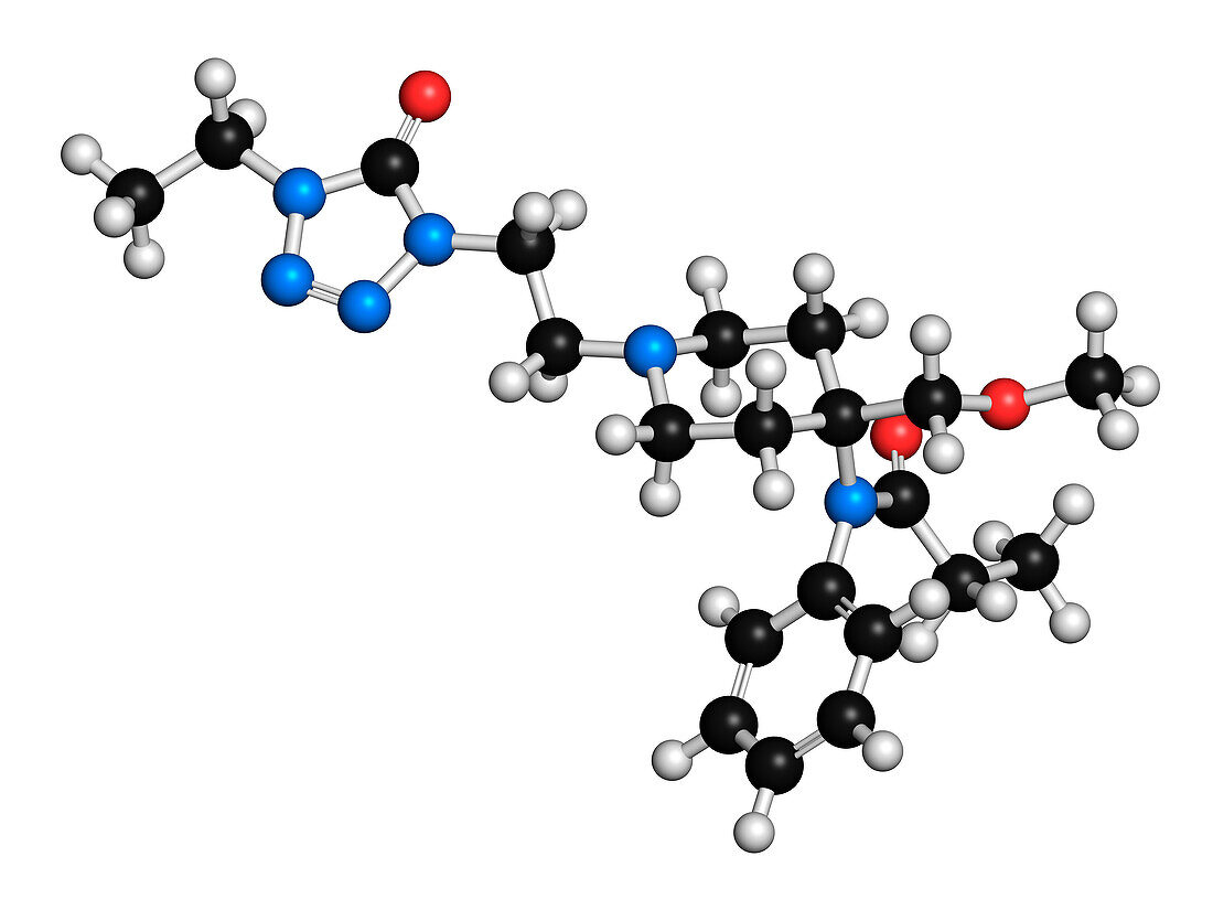 Alfentanil opioid analgesic drug molecule, illustration