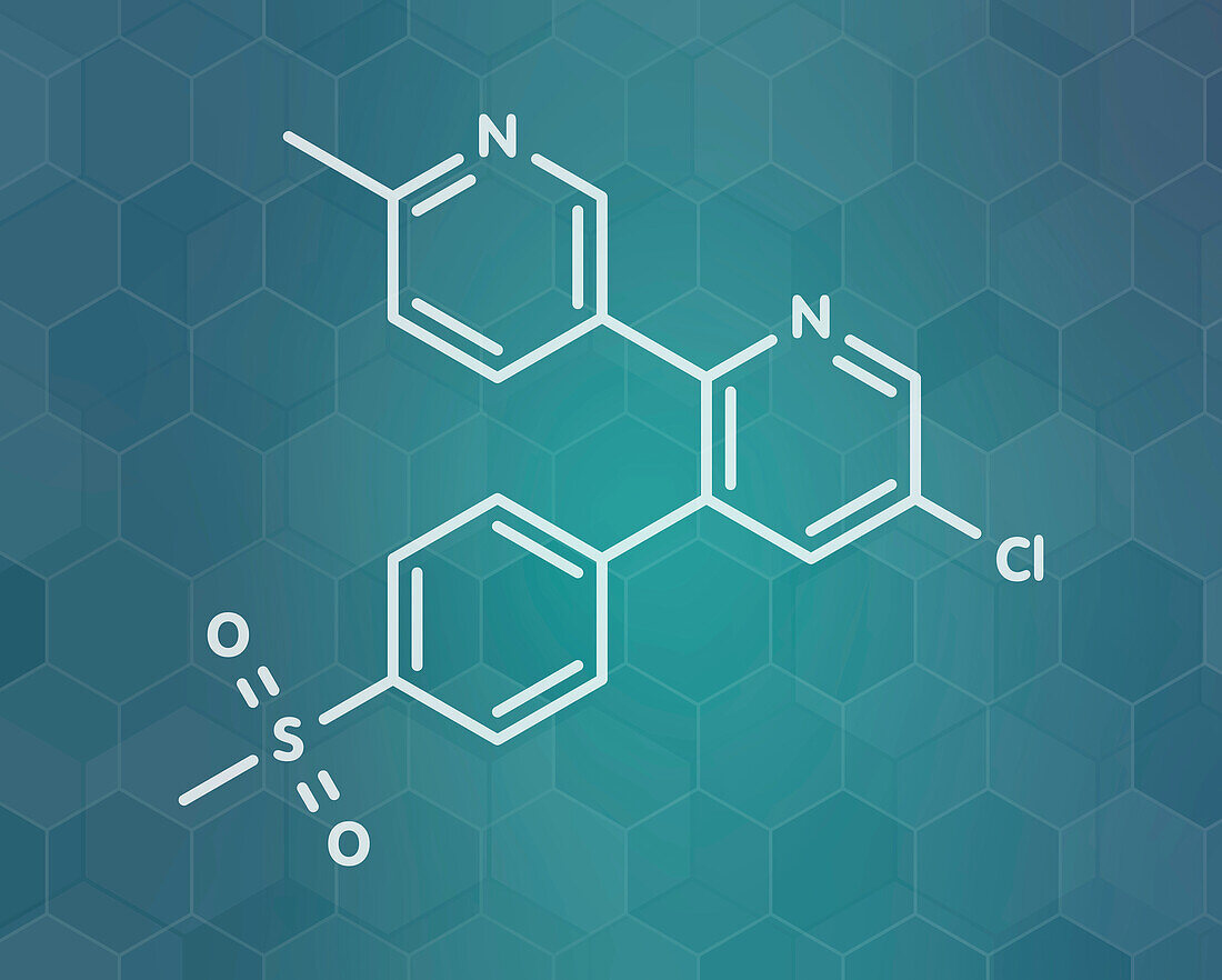 Etoricoxib drug molecule, illustration