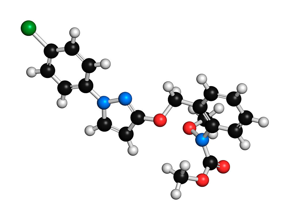 Pyraclostrobin fungicide molecule, illustration
