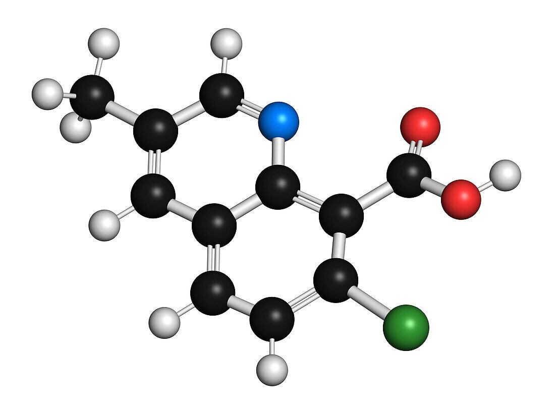 Quinmerac herbicide molecule, illustration