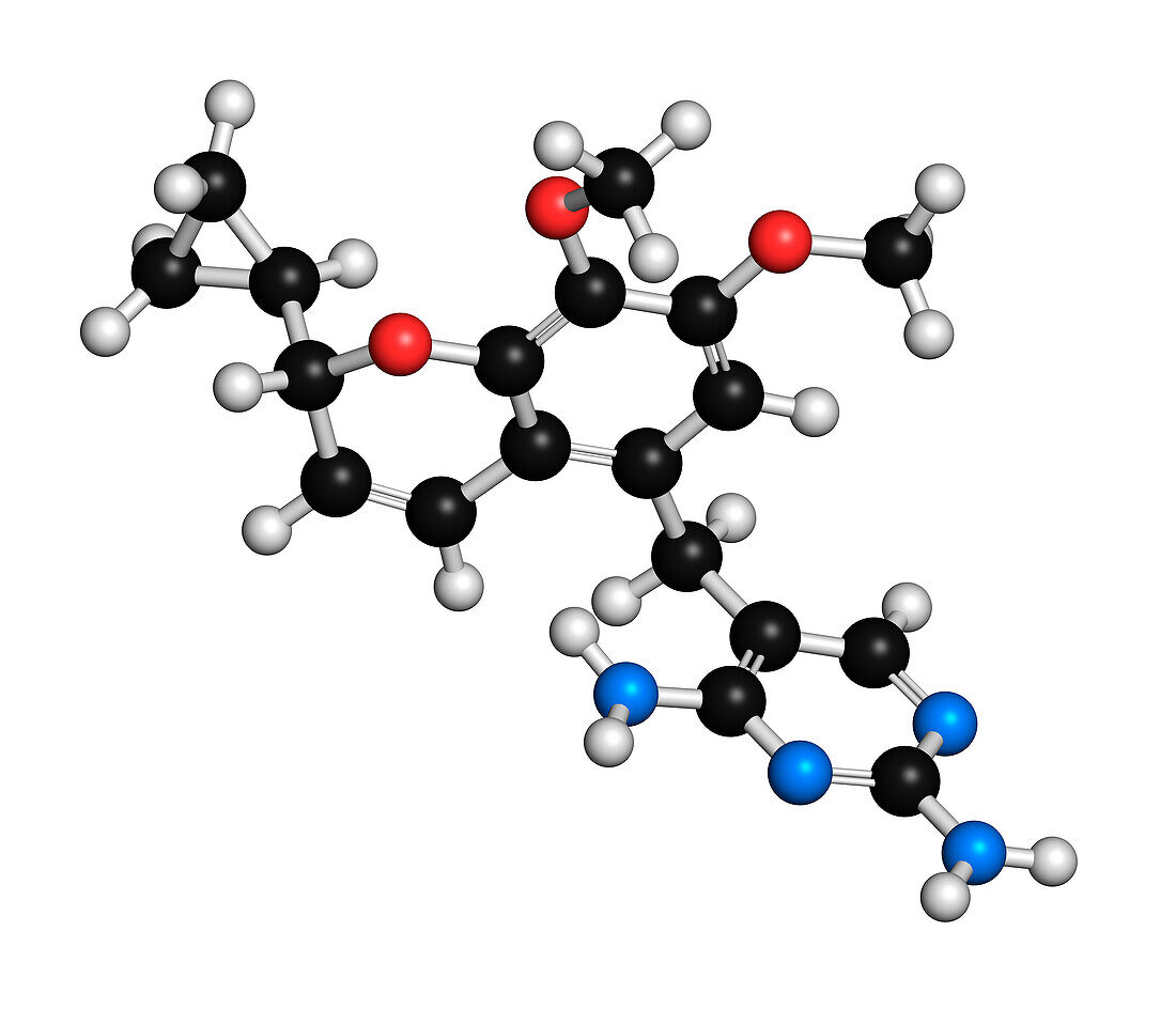 Iclaprim antibiotic drug molecule, illustration