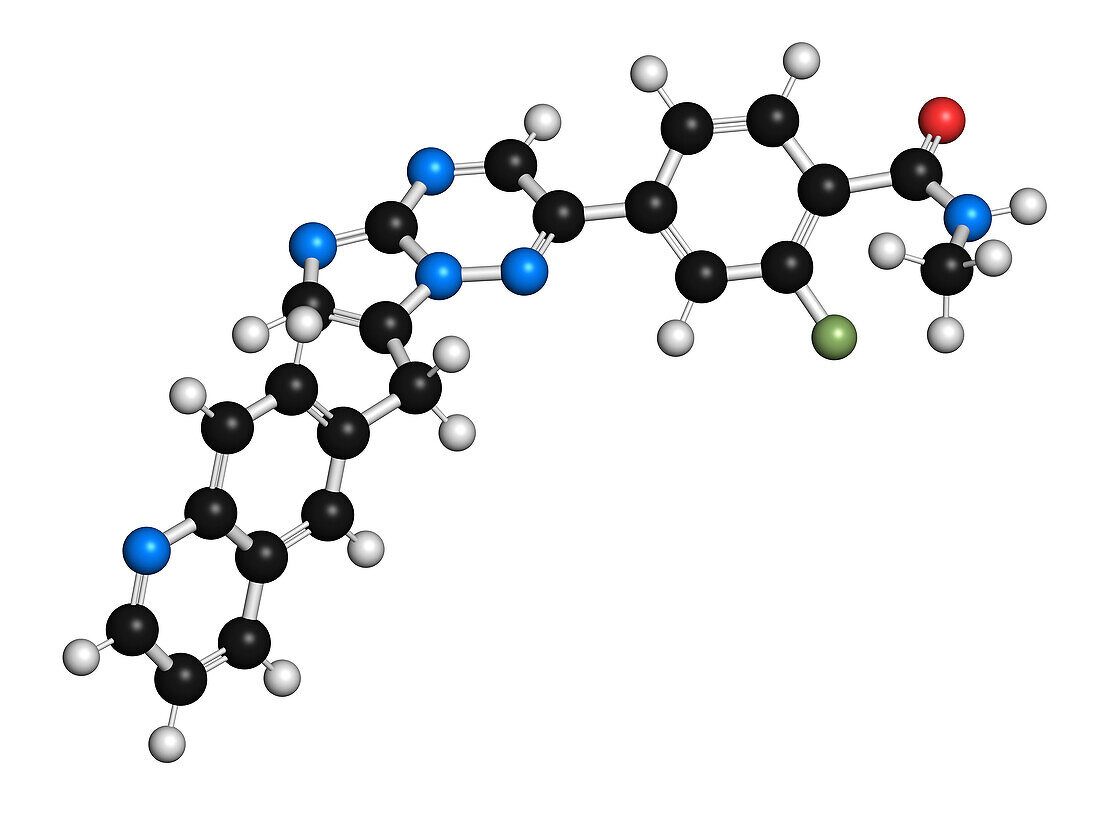 Capmatinib cancer drug molecule, illustration