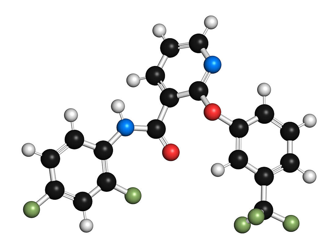 Diflufenican herbicide molecule, illustration