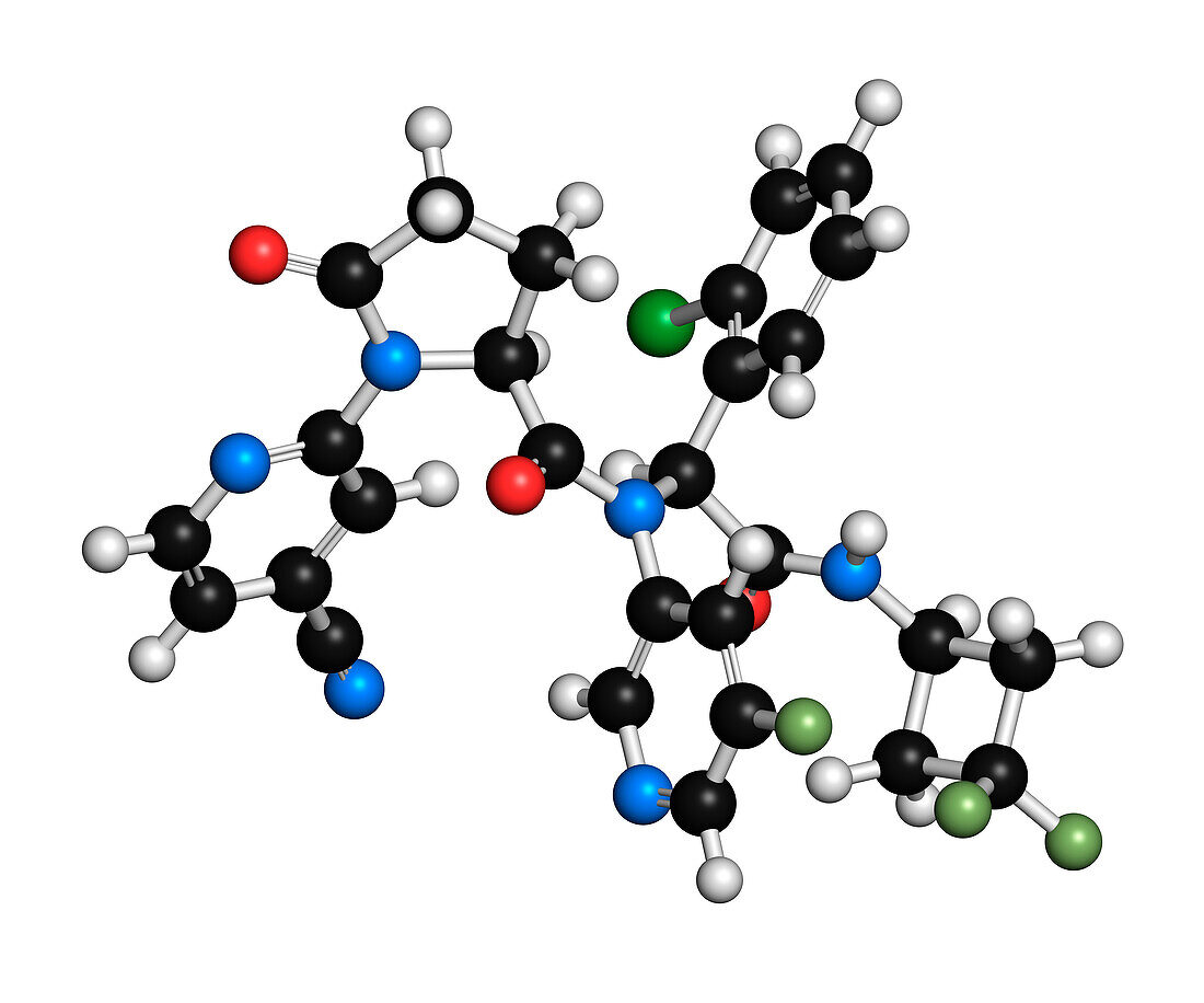 Ivosidenib cancer drug molecule, illustration