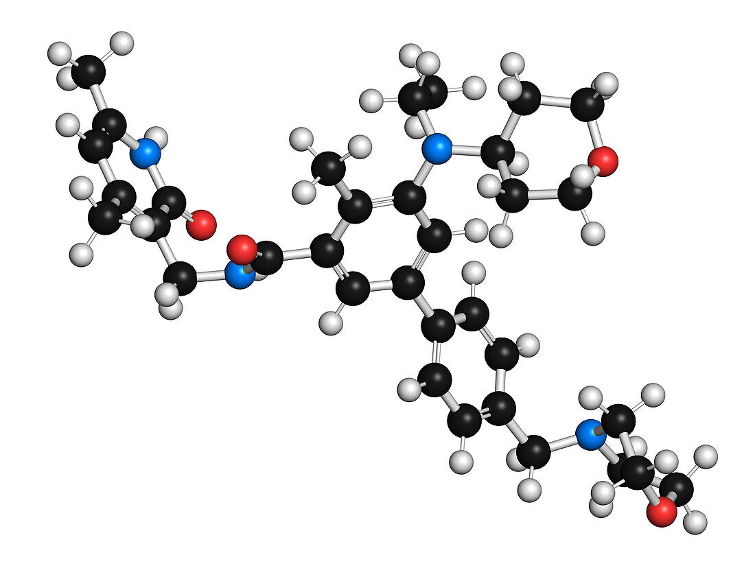 Tazemetostat cancer drug molecule, illustration