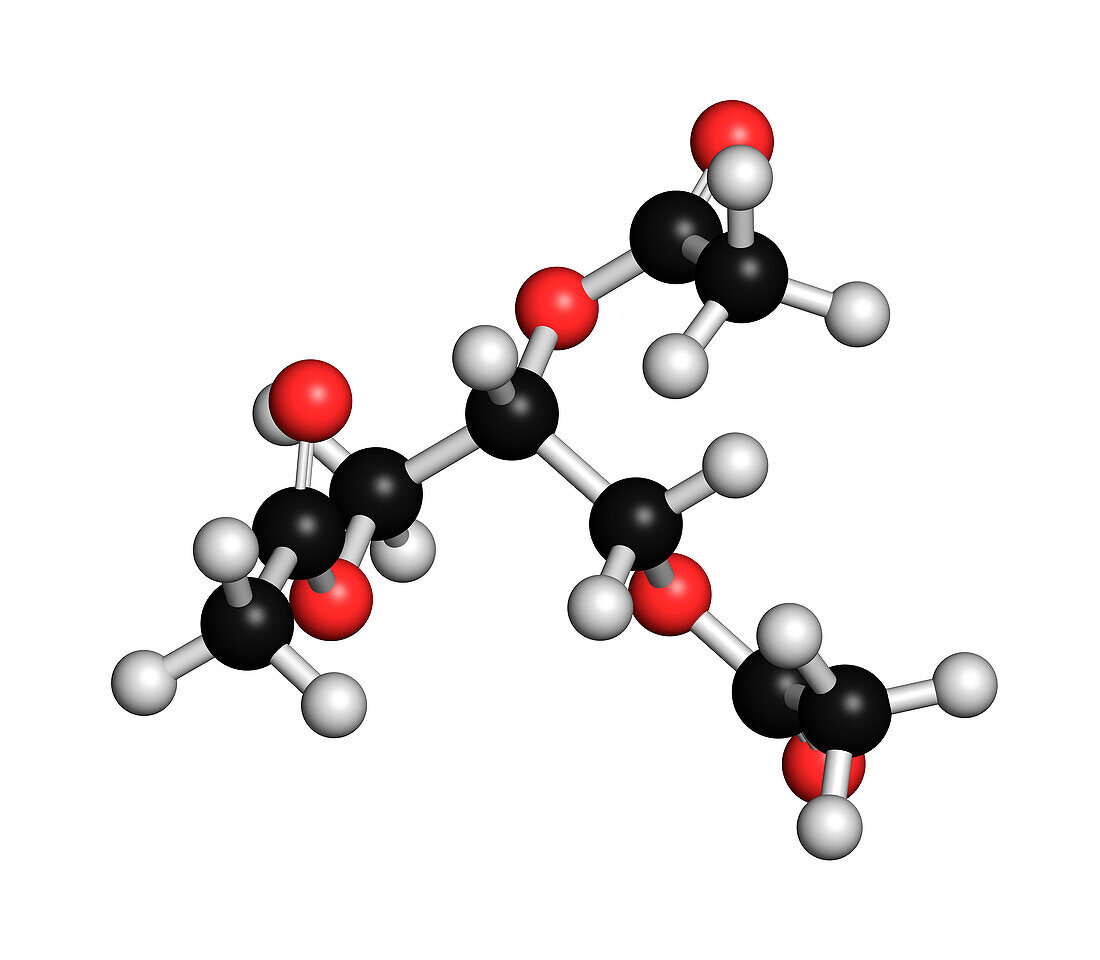 Triacetin molecule, illustration