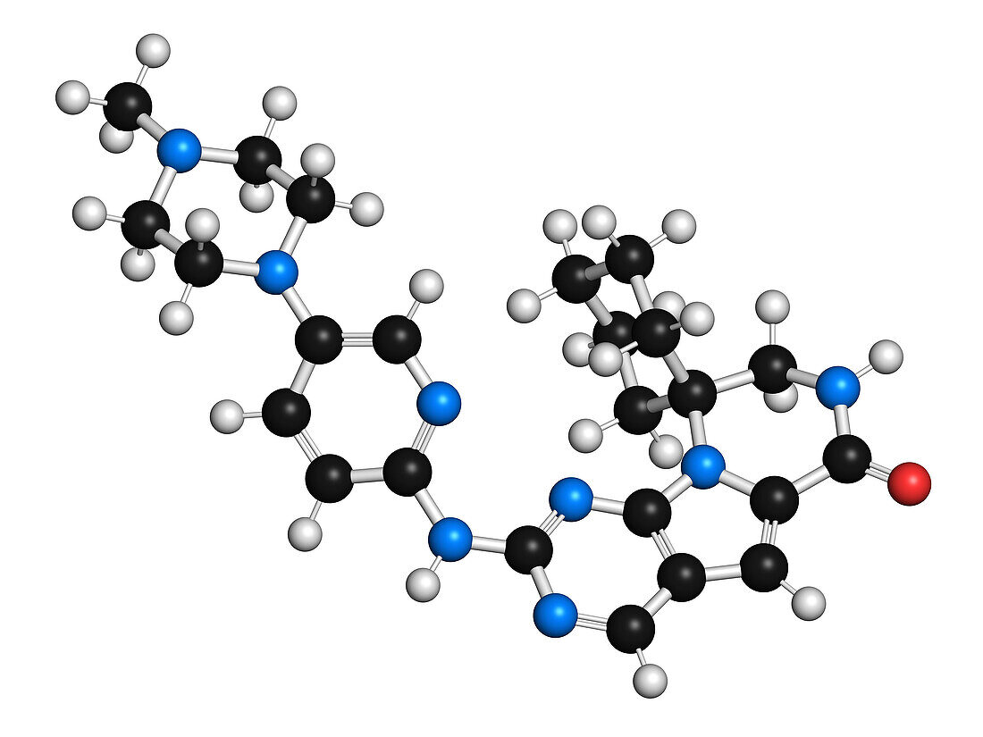 Trilaciclib cancer drug molecule, illustration