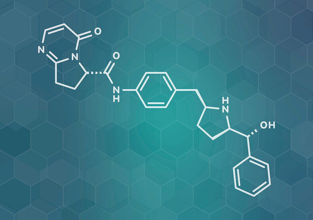 Vibegron drug molecule, illustration