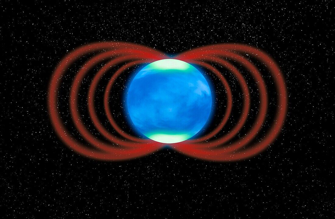Magnetic field around an exoplanet, conceptual illustration