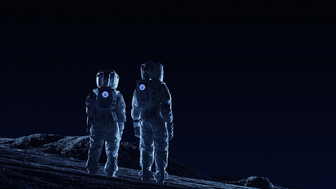 Astronauts exploring alien planet