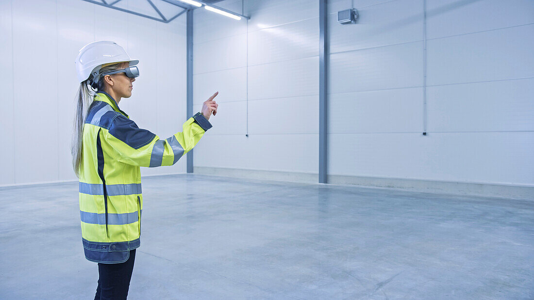 Engineer wearing an augmented reality headset