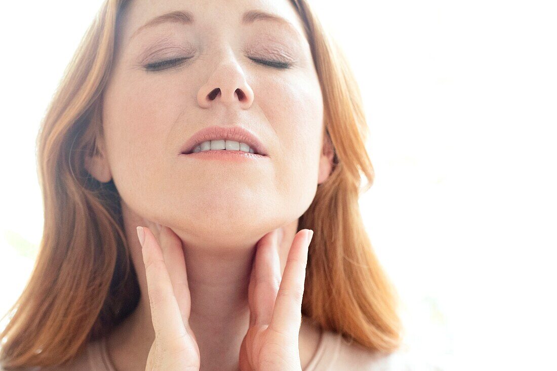 Woman with swollen lymph nodes