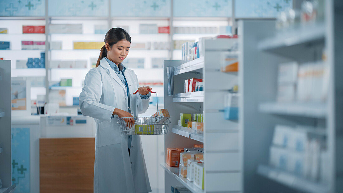 Pharmacist doing inventory