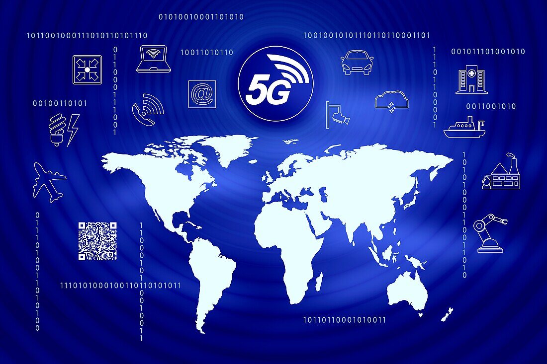 Global 5G network, conceptual illustration