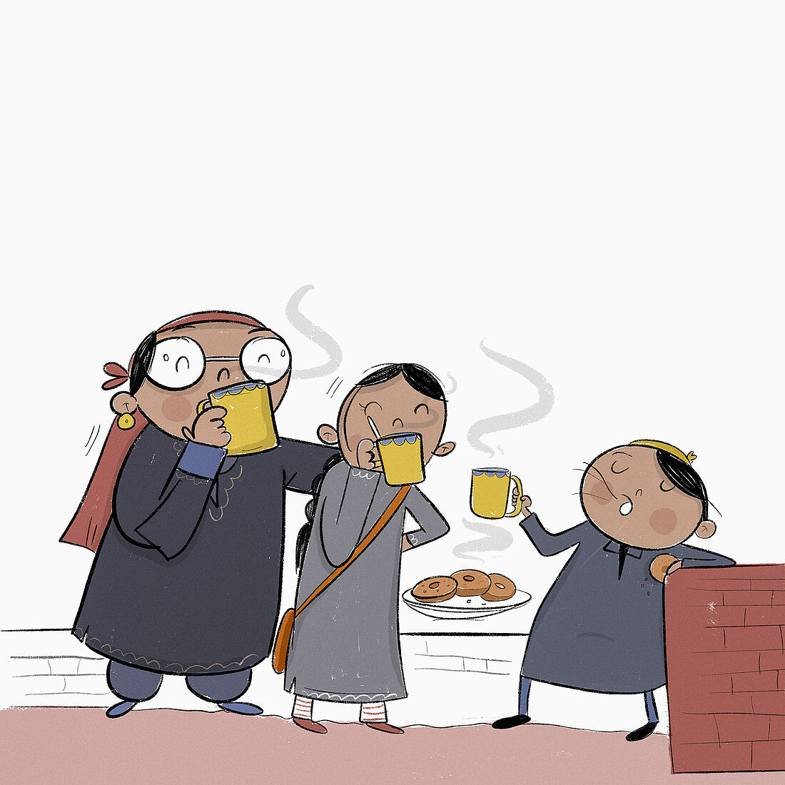 Kashmiri family enjoying noon chai tea