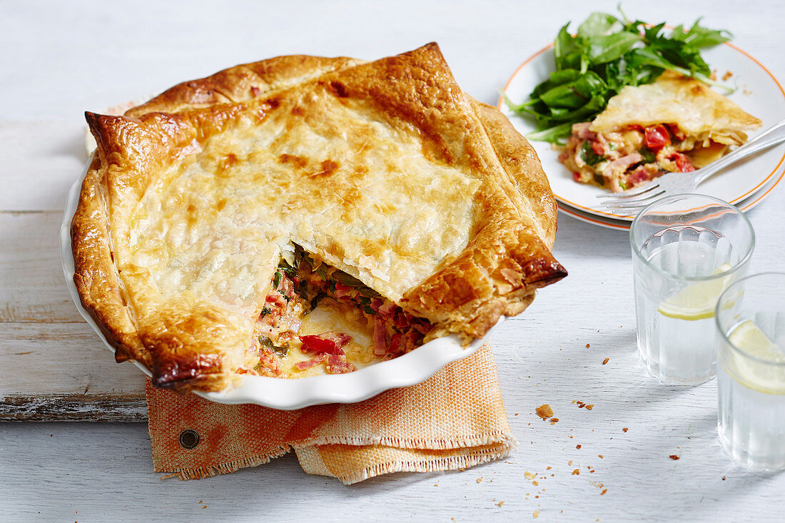 Cheese, Spinach and Ham Pie