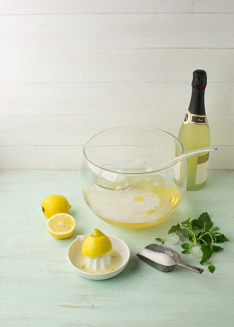 Cold duck - lemon and white wine punch with sparkling wine