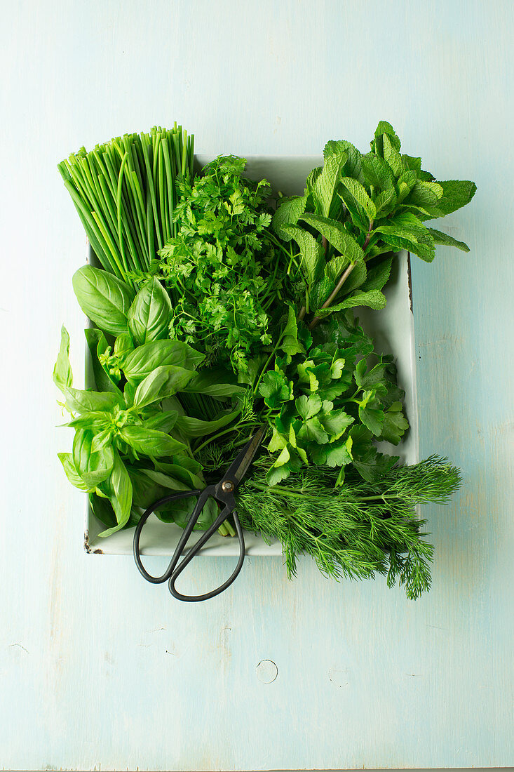 Box of fresh herbs