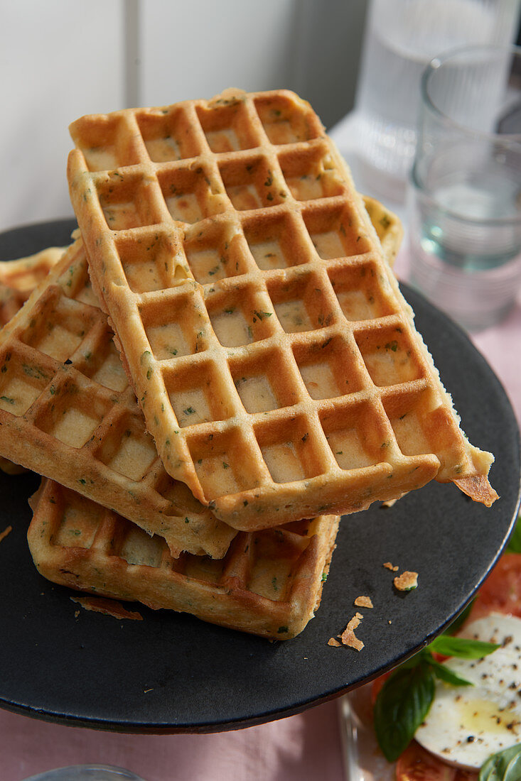 Savoury waffles with herbs