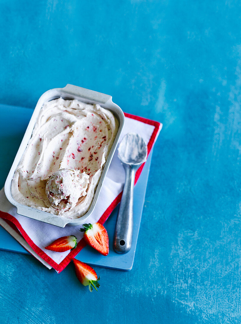 No-churn double strawberry ice cream