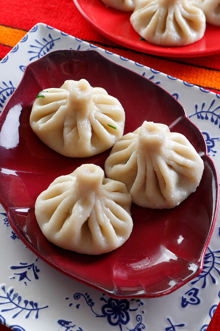 Georgian Knödel Chinkali mit Fleisch