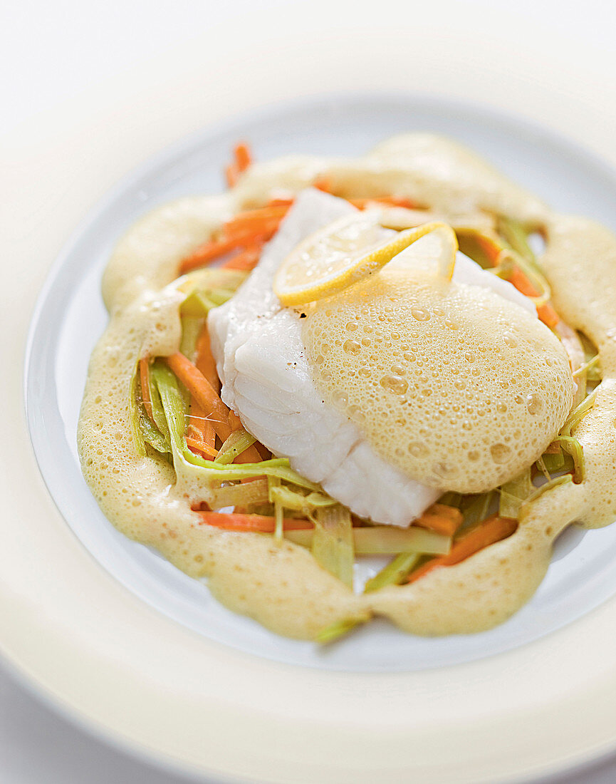 Flavored soy foam with cod (molecular cuisine)