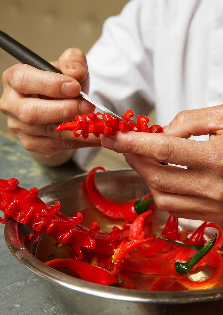 Chinese food carvings made from chilis