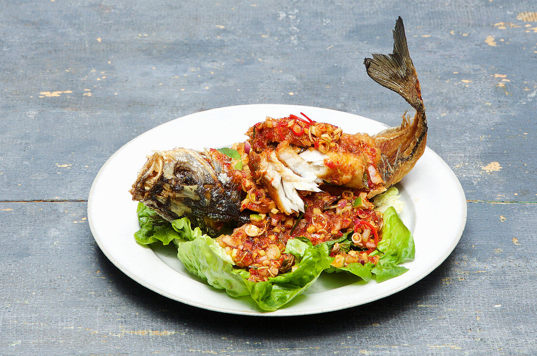 Thai Pad Cha (spicy fish and seafood dish)