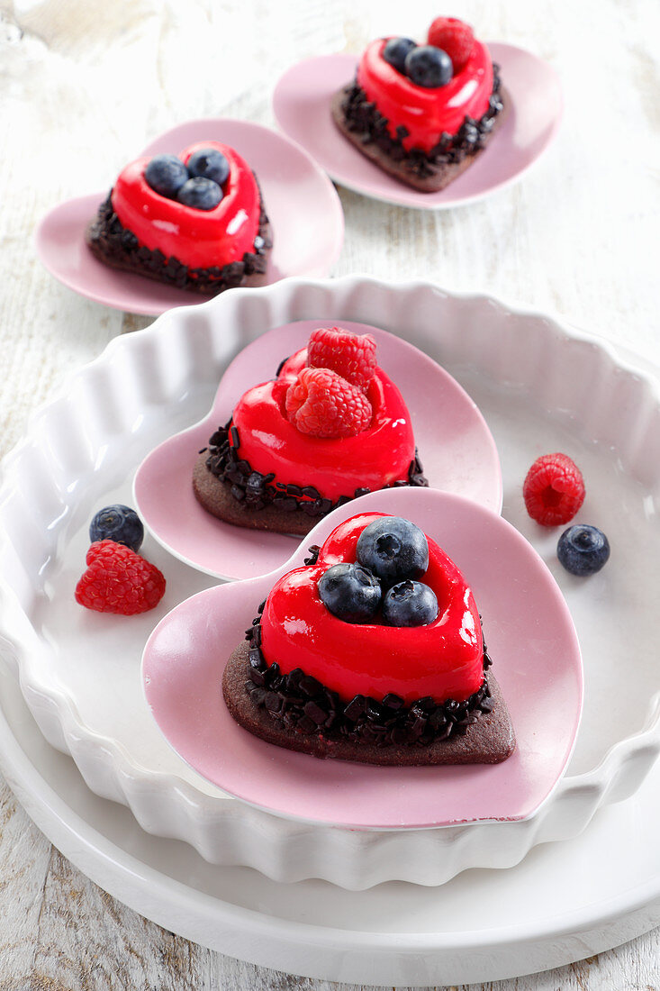 Heart-shaped dessert with fruit