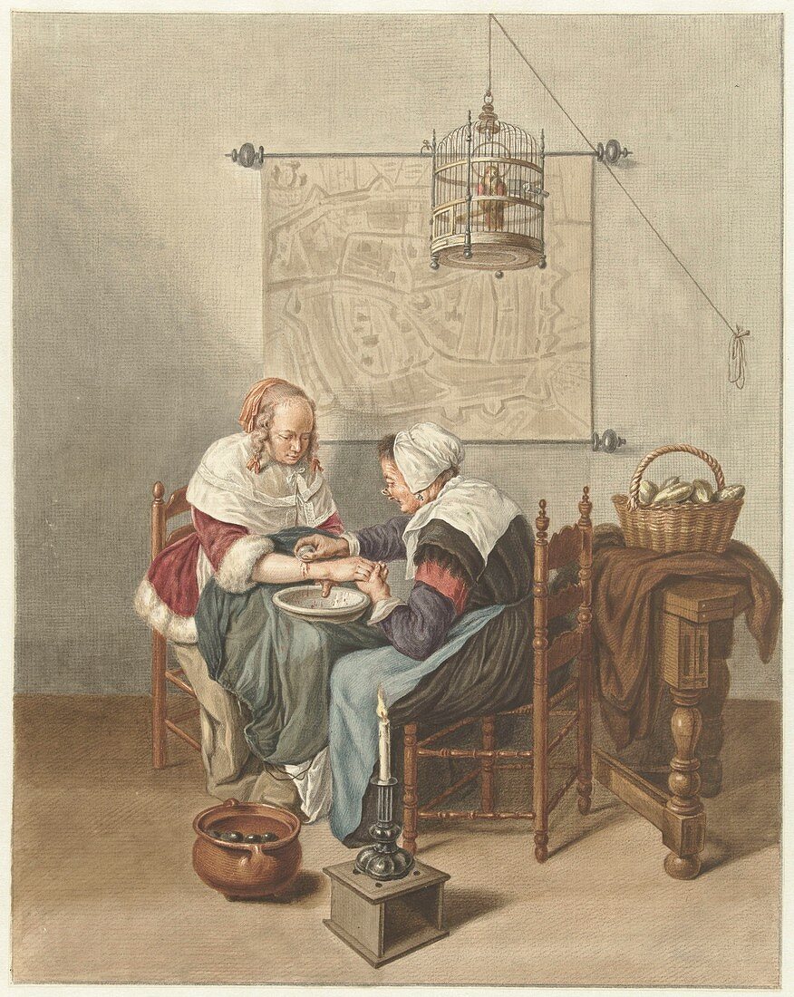 The bloodletting, 18th century painting
