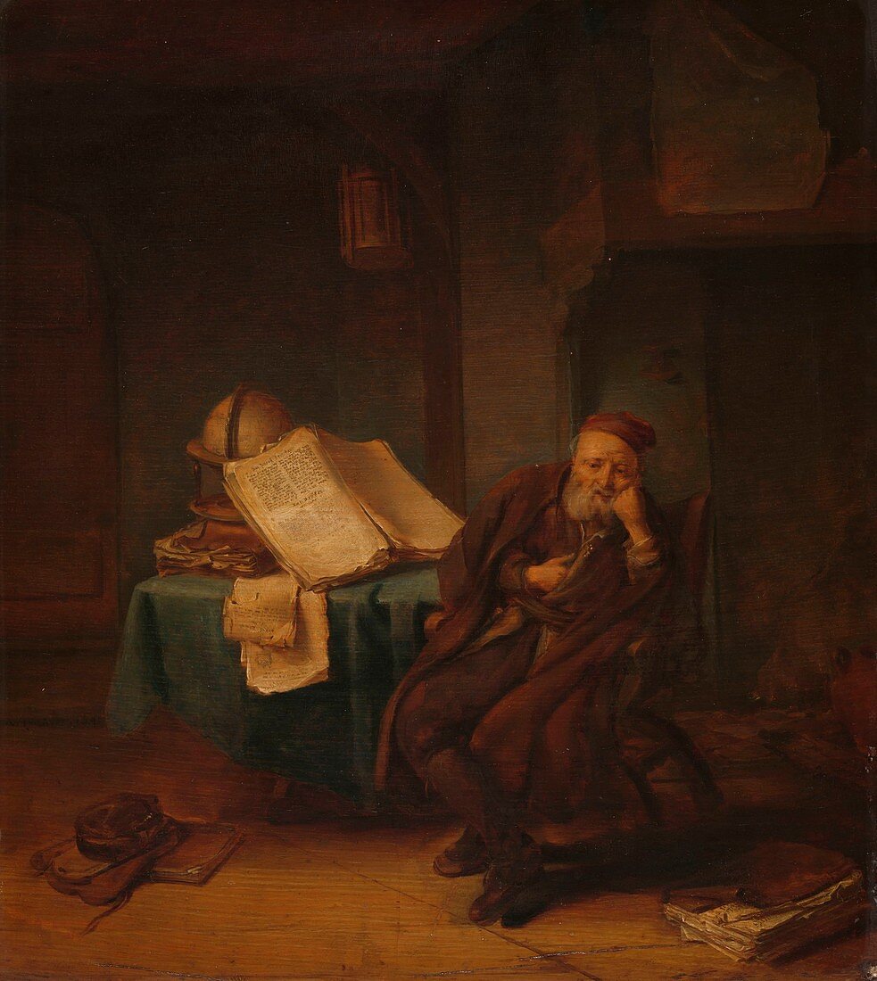 Philosopher in his study, 17th century painting