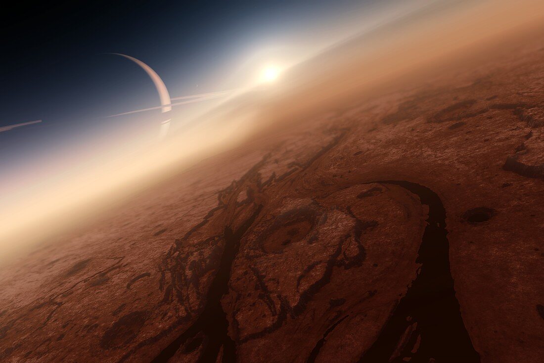 Saturn from Titan, illustration