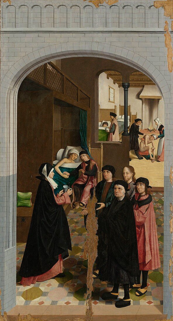 The seven works of mercy, 16th century painting