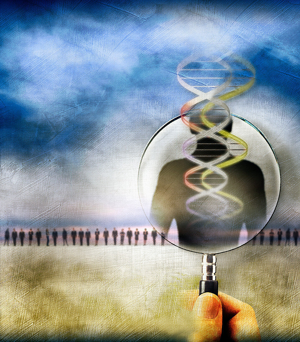 DNA screening, conceptual illustration