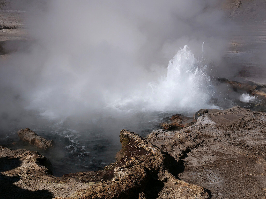 Water being ejected from a geyser, El Tatio, Chile