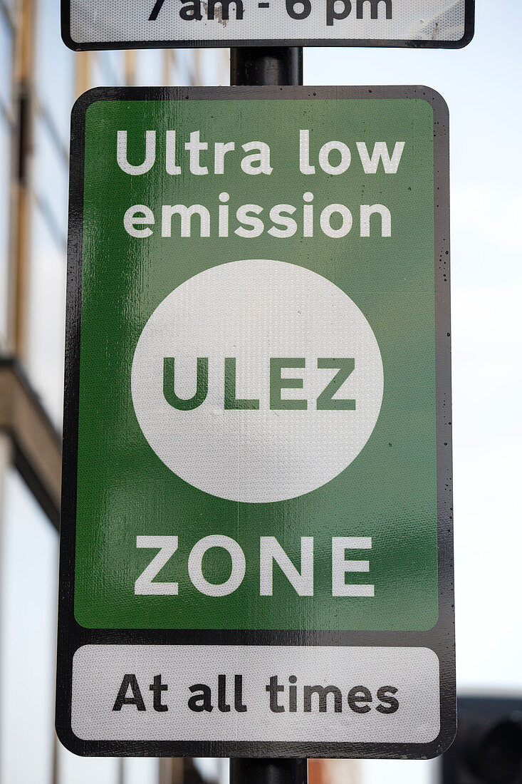 Ultra Low Emission Zone sign, London, UK