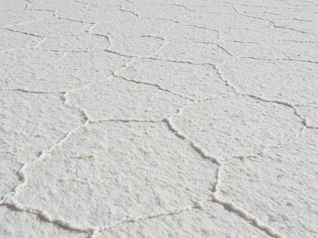 Hexagonal salt tiles, Salar de Uyuni, Bolivia