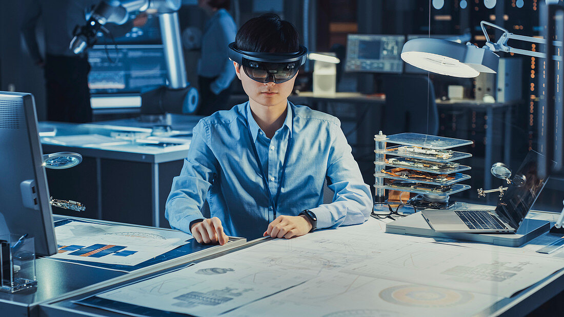 Engineer using an AR headset