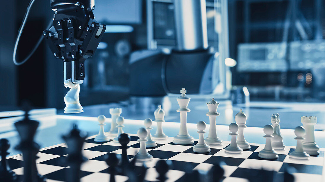 Robotic arm in a game of chess against a human