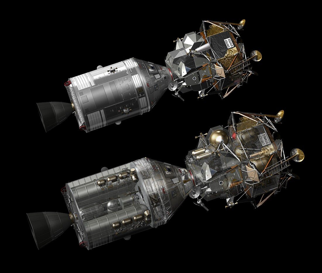 Apollo LM and CSM spacecraft, illustration