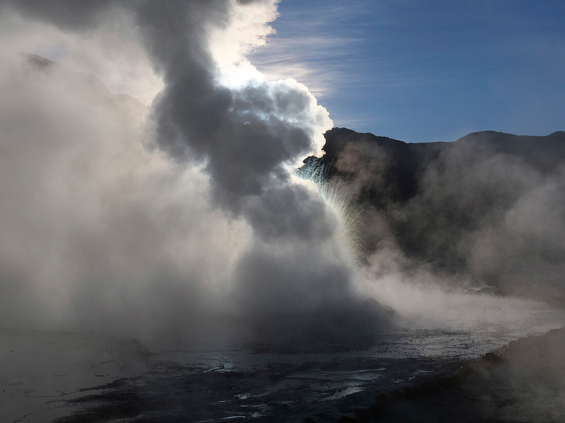 Steaming geyser at El Tatio, Chile