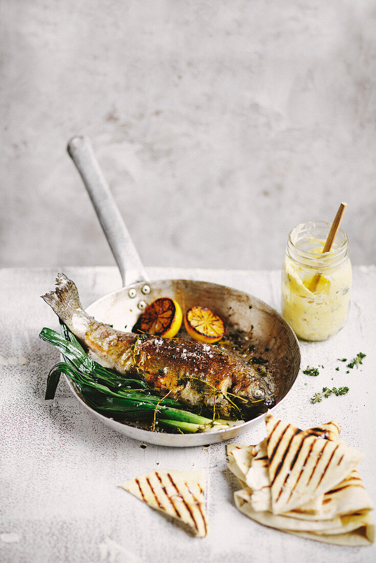 Rainbow trout with lemon and thyme butter