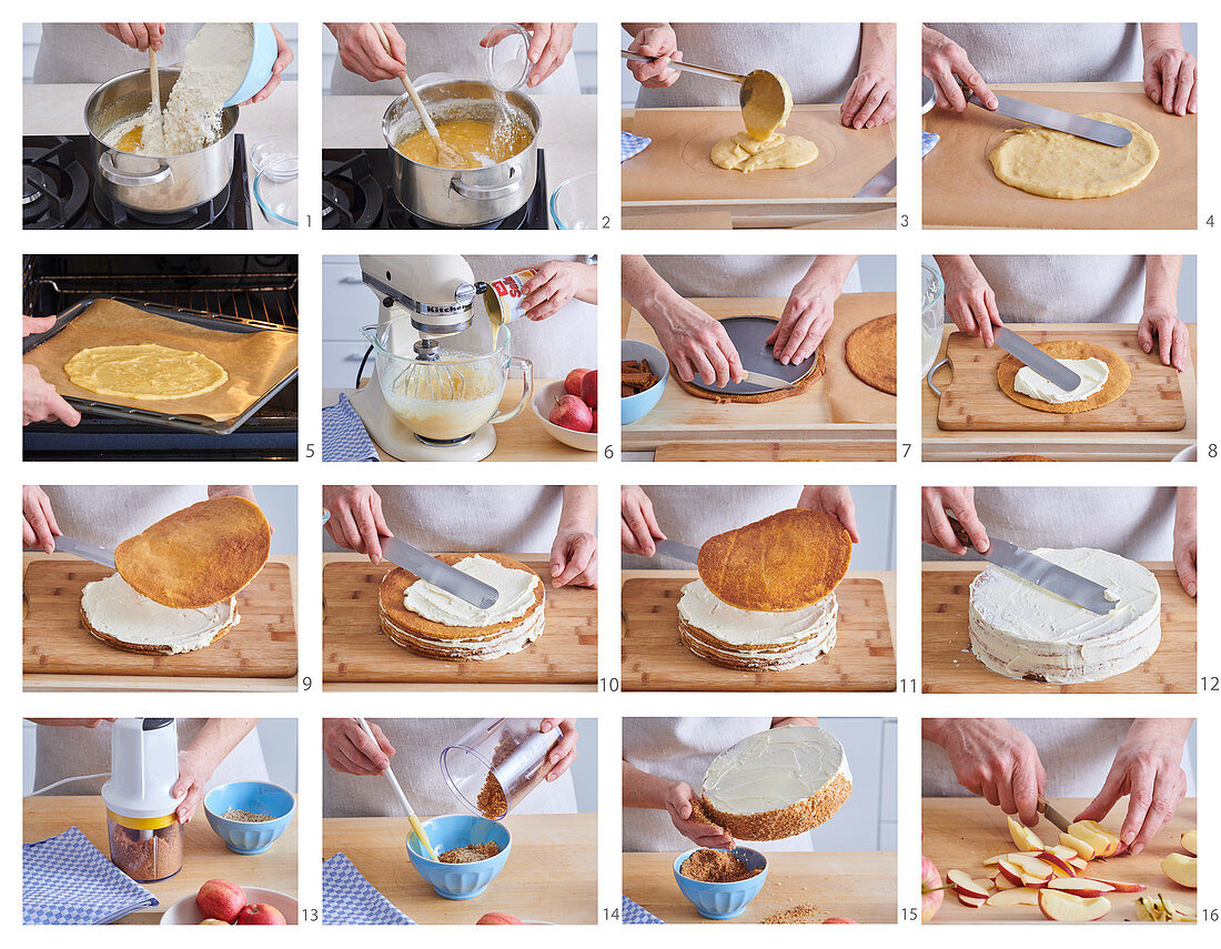 Honey and apple cake, step by step